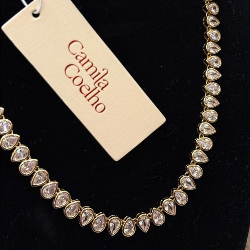 NWT ⚜️💎⚜️ Camila Coelho Gorgeous Teardrop Cubic Zirconia Chocker Necklace - Picture 3 of 8